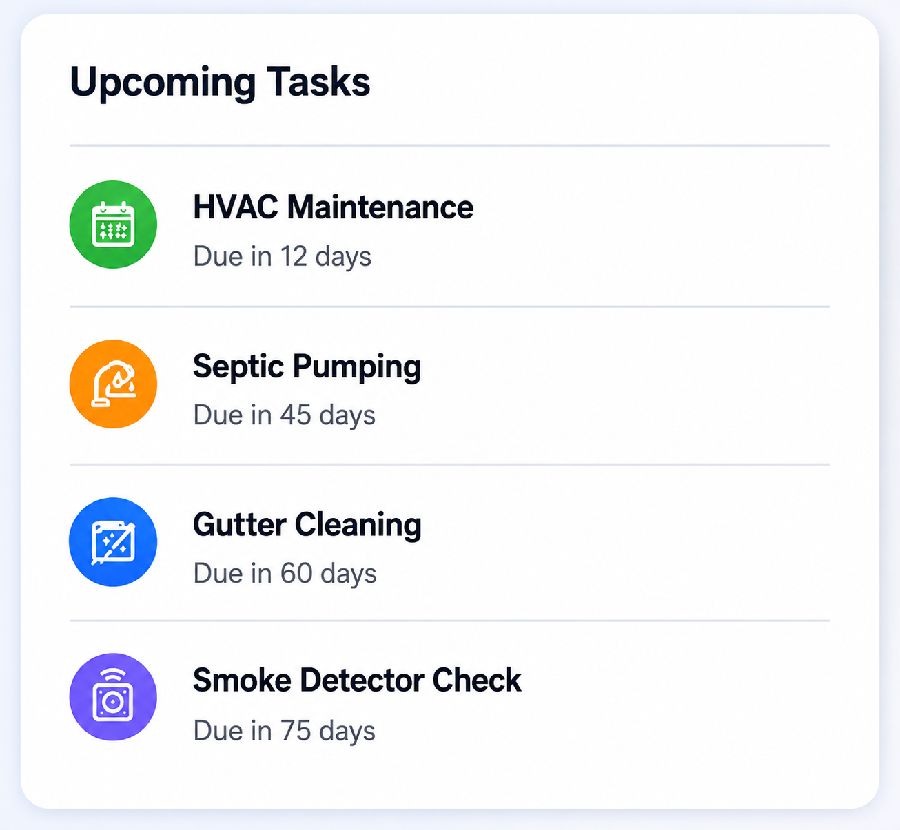 My Home Binder maintenance task preview